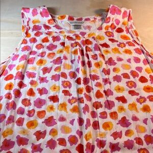 Christopher & Banks Pink and Orange Lightweight Sleeveless Boho Blouse Sz M